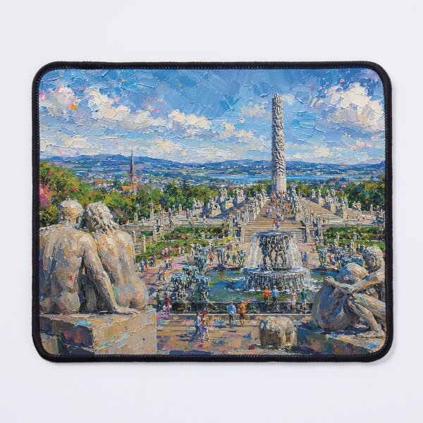 Item preview, Vigeland Park, Oslo – a painting of a beautiful summer day in this iconic Scandinavian sculpture park. designed and sold by GalleryKauffeld.