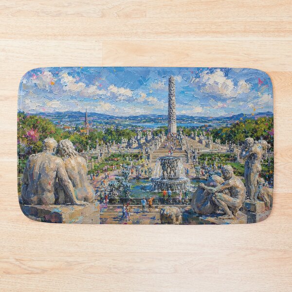 Item preview, Vigeland Park, Oslo – a painting of a beautiful summer day in this iconic Scandinavian sculpture park. designed and sold by GalleryKauffeld.