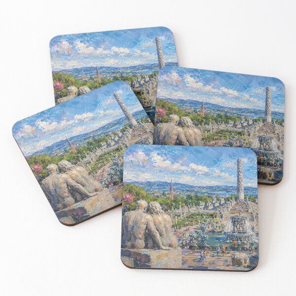 Item preview, Vigeland Park, Oslo – a painting of a beautiful summer day in this iconic Scandinavian sculpture park. designed and sold by GalleryKauffeld.