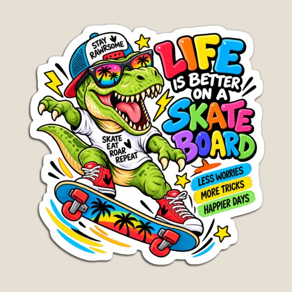 Item preview, T-Rex - Life Is Better on a Skateboard designed and sold by Myra365Art.