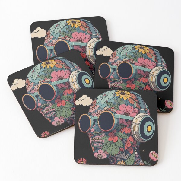 Item preview, Floral Headphones Dream: Retro Psychedelic Music Art designed and sold by  Mythical Entanglement.