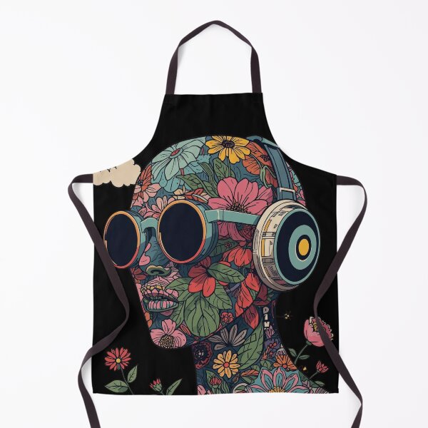 Item preview, Floral Headphones Dream: Retro Psychedelic Music Art designed and sold by  Mythical Entanglement.