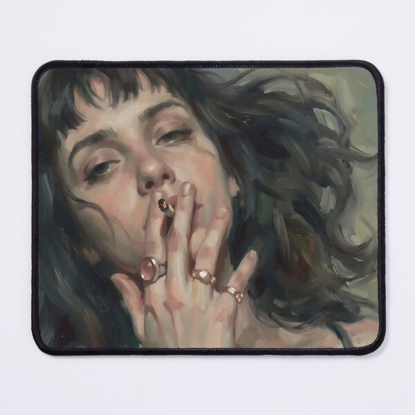 Item preview, Moody Smoking Woman Oil Painting Portrait designed and sold by HeavenRoad.
