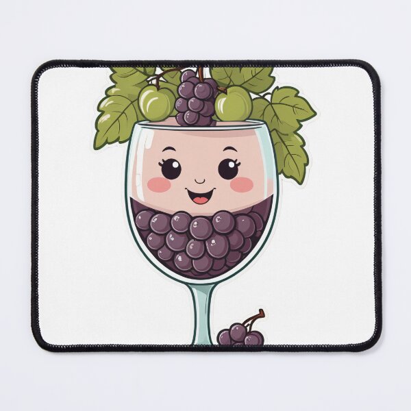 Item preview, Cute Wine Glass Character with Grapes Soft Pastel Style – Wine lover gift designed and sold by michallechowicz.