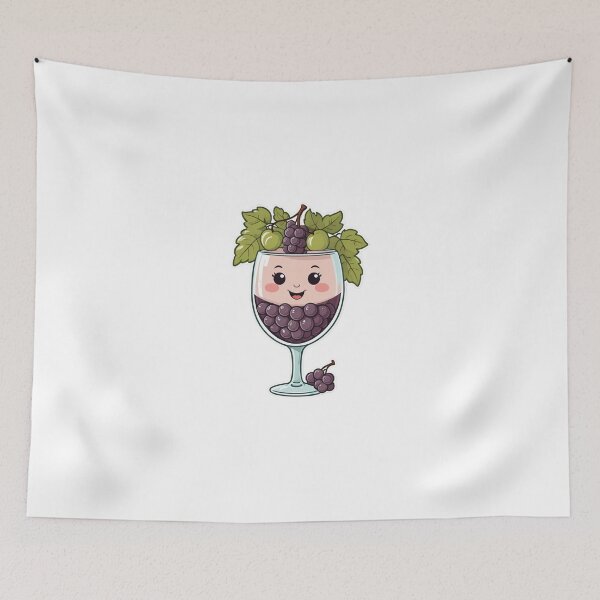 Item preview, Cute Wine Glass Character with Grapes Soft Pastel Style – Wine lover gift designed and sold by michallechowicz.