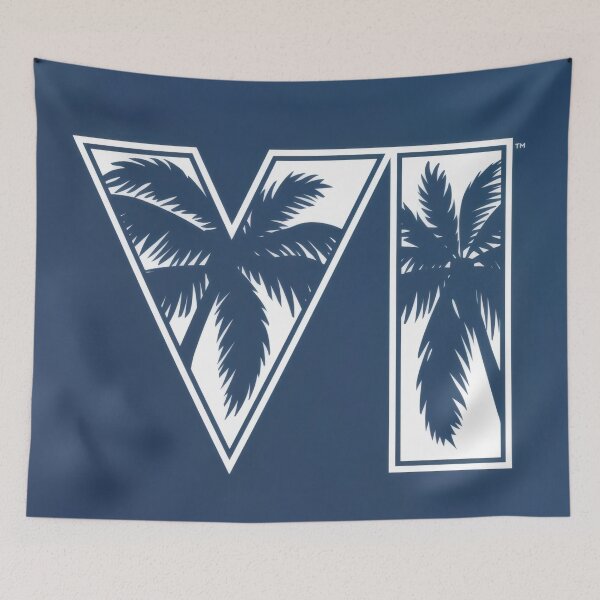 Item preview, Navy Blue Roman Numeral VI Palm Tree Logo - Minimalist Coastal Gaming Emblem designed and sold by Billy Morfo™.