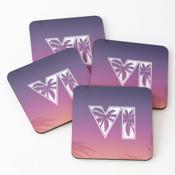Item preview, Sunset Synthwave Roman Numeral VI - Tropical Palm Desktop Wallpaper designed and sold by Billy Morfo™.