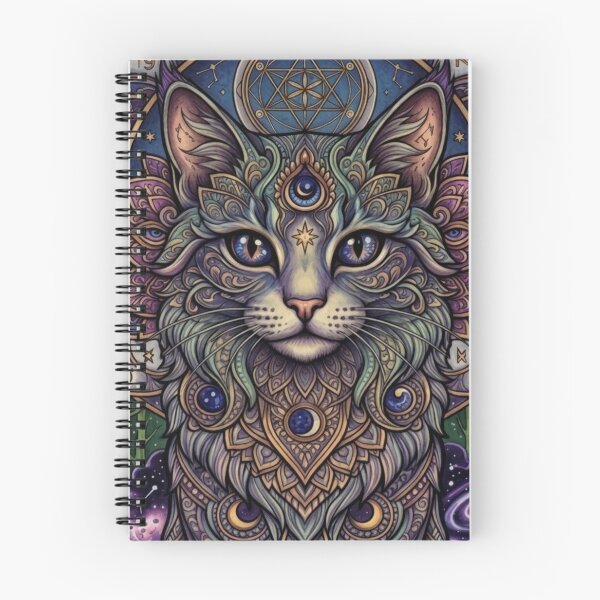 Item preview, Cosmic Celestial Mandala Cat Artwork designed and sold by Mindworx21.