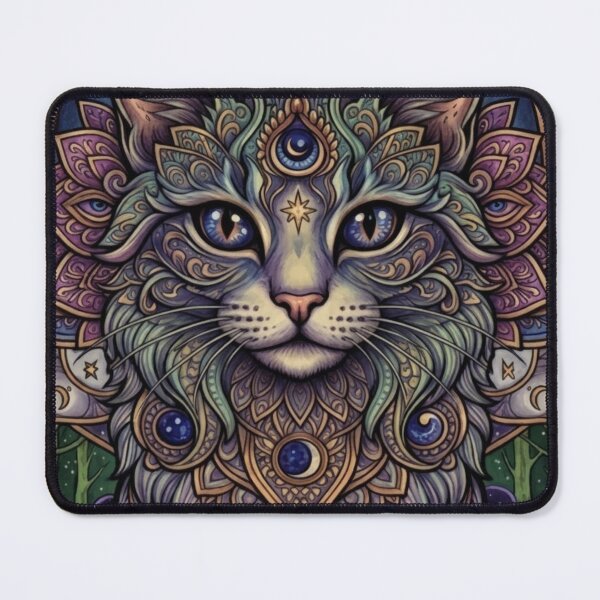 Item preview, Cosmic Celestial Mandala Cat Artwork designed and sold by Mindworx21.