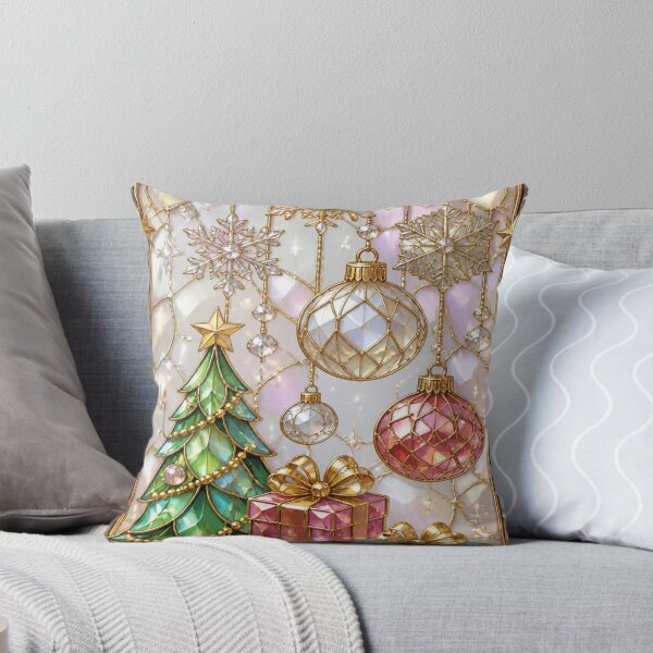 Item preview, Elegant Golden Christmas Stained Glass Window with Gifts designed and sold by BriSher.