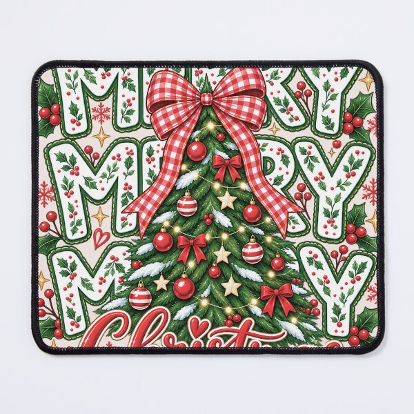 Item preview, Coquette Floral Merry Christmas, Preppy Christmas Bow and Checkered Red Plaid Tree, Faux Glitter Holiday Design, Cute Xmas Gift designed and sold by Quiajia.