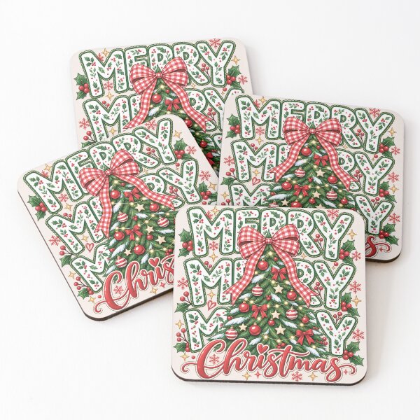 Item preview, Coquette Floral Merry Christmas, Preppy Christmas Bow and Checkered Red Plaid Tree, Faux Glitter Holiday Design, Cute Xmas Gift designed and sold by Quiajia.
