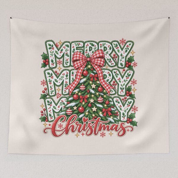 Item preview, Coquette Floral Merry Christmas, Preppy Christmas Bow and Checkered Red Plaid Tree, Faux Glitter Holiday Design, Cute Xmas Gift designed and sold by Quiajia.