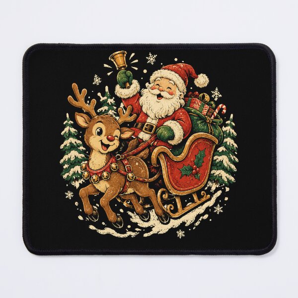 Item preview, Vintage Santa Sleigh Ride designed and sold by Funny Vintage Stickers And T-Shirts.