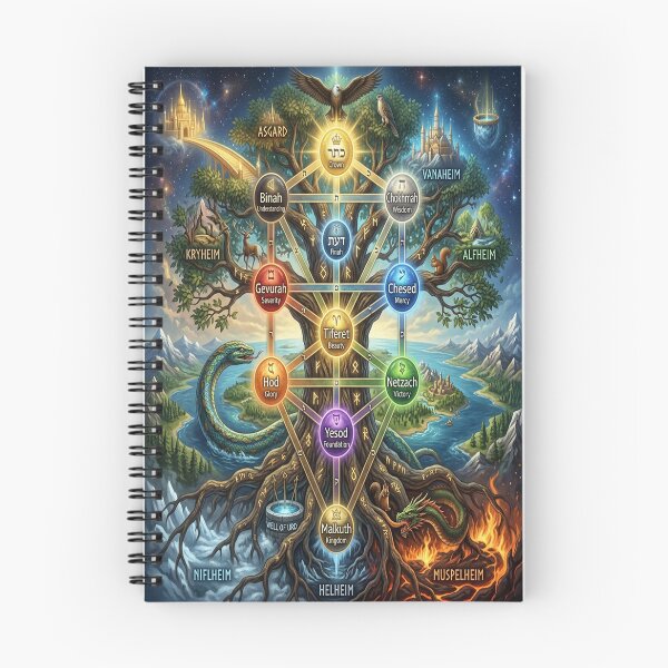 Item preview, The Kabbalah Tree of Life (Etz haChayim) overlayed the World Tree of Norse myth, Yggdrasil. designed and sold by Solomon-Ent-144.