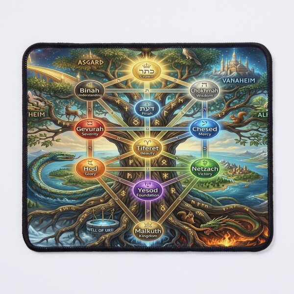 Item preview, The Kabbalah Tree of Life (Etz haChayim) overlayed the World Tree of Norse myth, Yggdrasil. designed and sold by Solomon-Ent-144.