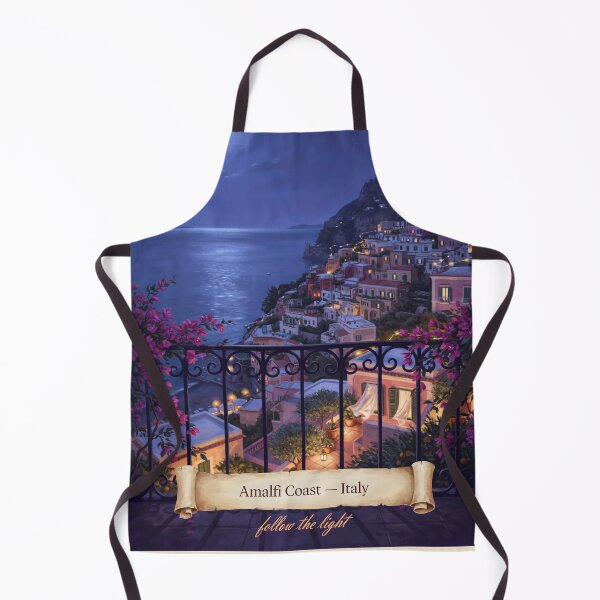 Item preview, Amalfi Coast Moonlit Balcony Streetscape — Romantic Mediterranean Night Art designed and sold by stickercuffs.
