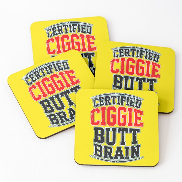 Item preview, Certified Ciggie Butt Brain Funny Vintage Retro Graphic humor quote designed and sold by LOVEARTDESIGN.