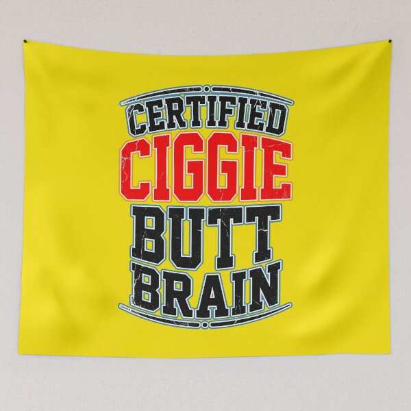 Item preview, Certified Ciggie Butt Brain Funny Vintage Retro Graphic humor quote designed and sold by LOVEARTDESIGN.