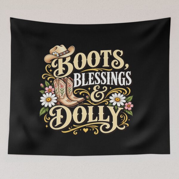 Item preview, Boots Blessings & Dolly, Western Cowgirl, Country Music Lover designed and sold by ErvinWeeks.