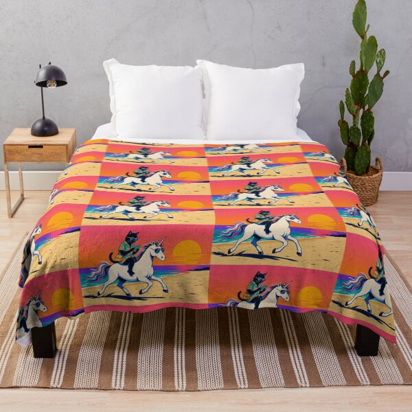 Item preview, Cool Cat Riding Unicorn – Whimsical Sunset Beach Illustration designed and sold by Dogandesighn.