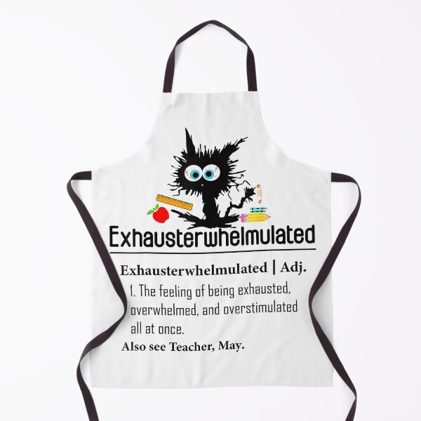 Item preview, Exhausterwhelmulated Teacher Funny Exhausted Definition Cat T-Shirt designed and sold by Magoya Store ⭐⭐⭐⭐⭐.