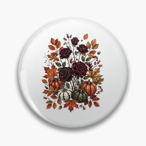 Item preview, Dark roses and pumpkins - Gothic Autumn Pumpkin Floral Bouquet designed and sold by Steele-Art.