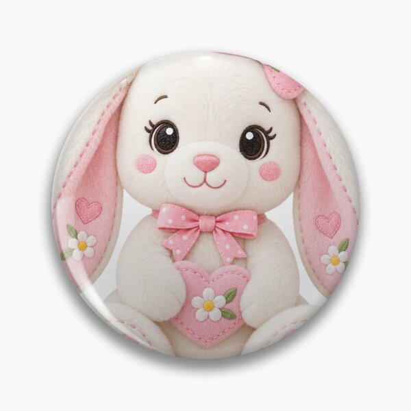 Item preview, Cute Pink Bunny with Bow and Daisy Heart | Kawaii Plush Sticker Design designed and sold by LazyDog7.