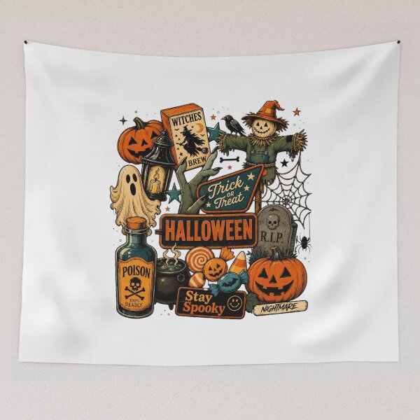 Item preview, Spooky Halloween Collage Art Print designed and sold by JosephPie12689.