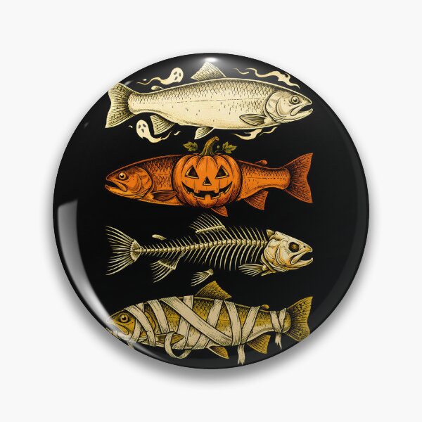 Item preview, Ghost Pumpkin Skeleton Mummy Fish designed and sold by PaigeWoodShop.