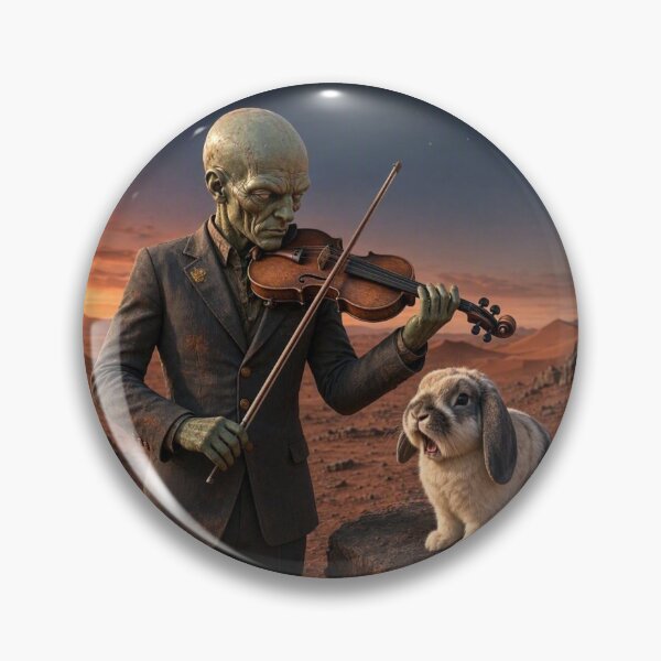 Item preview, Alien Violinist with Rabbit – Surreal Desert Fantasy Illustration designed and sold by Dogandesighn.