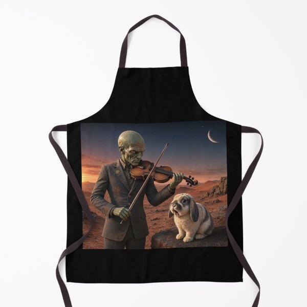 Item preview, Alien Violinist with Rabbit – Surreal Desert Fantasy Illustration designed and sold by Dogandesighn.