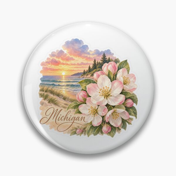 Item preview, Michigan Apple Blossoms Great Lakes Sunset designed and sold by Whimspired By Paxx.