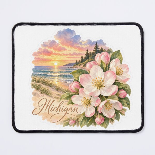 Item preview, Michigan Apple Blossoms Great Lakes Sunset designed and sold by Whimspired By Paxx.