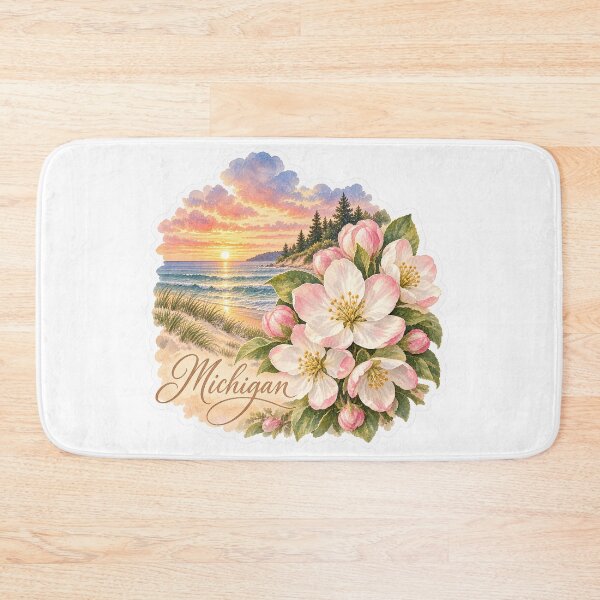 Item preview, Michigan Apple Blossoms Great Lakes Sunset designed and sold by Whimspired By Paxx.