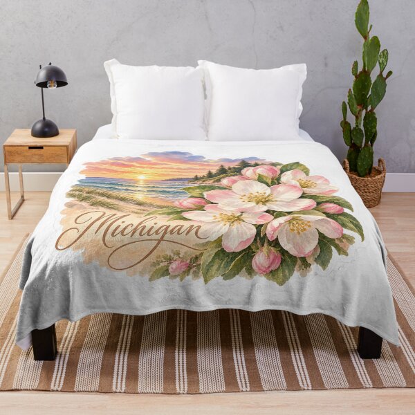 Item preview, Michigan Apple Blossoms Great Lakes Sunset designed and sold by Whimspired By Paxx.