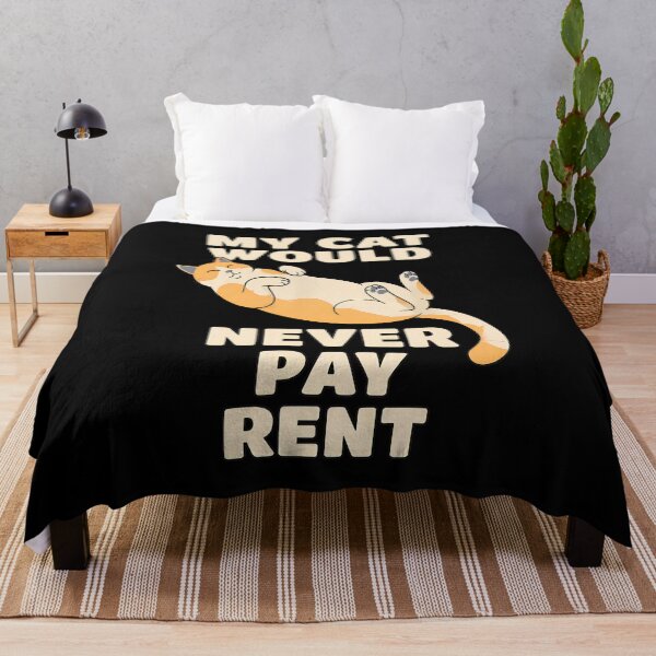Item preview, Funny Cat Never Pay Rent Saying Graphic designed and sold by SoyLamderma.