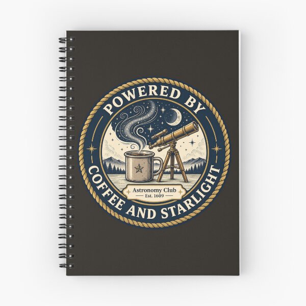 Item preview, Powered By Coffee and Starlight Astronomy Club Badge designed and sold by CalmCapy Co.