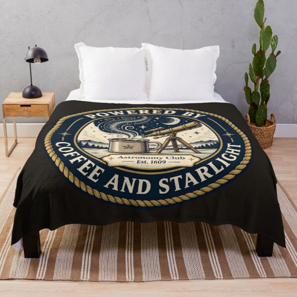 Item preview, Powered By Coffee and Starlight Astronomy Club Badge designed and sold by CalmCapy Co.