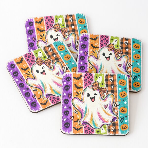 Item preview, Preppy Ghost, Trendy Halloween Design, Girly Spooky Season Aesthetic, Striped Fall and Polka Dot Ghost, Cute Retro Halloween Gift designed and sold by Quiajia.