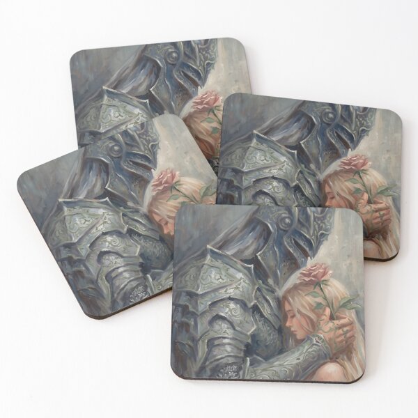 Item preview, Knight and Maiden with Rose | Dark Fantasy Romance Art designed and sold by HeavenRoad.