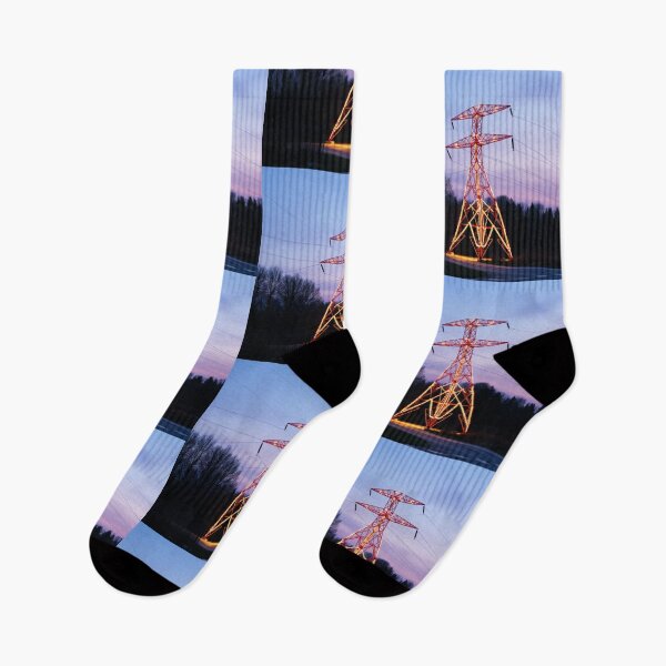Item preview, Glowing Transmission Tower Sunset Industrial Scene designed and sold by Pylon-Bureau.