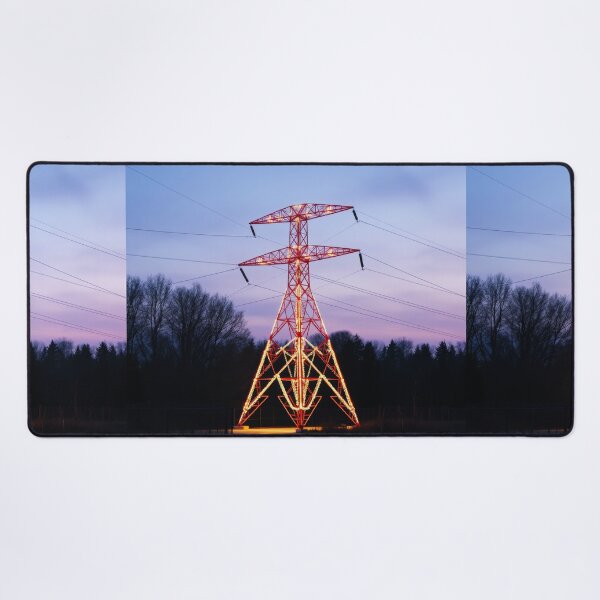 Item preview, Glowing Transmission Tower Sunset Industrial Scene designed and sold by Pylon-Bureau.