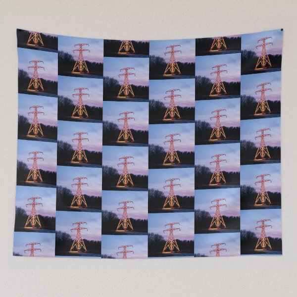 Item preview, Glowing Transmission Tower Sunset Industrial Scene designed and sold by Pylon-Bureau.
