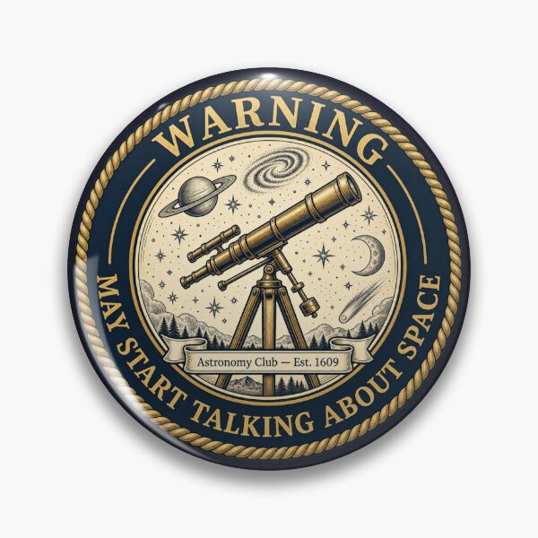 Item preview, Warning May Start Talking About Space Astronomy Badge designed and sold by CalmCapy Co.