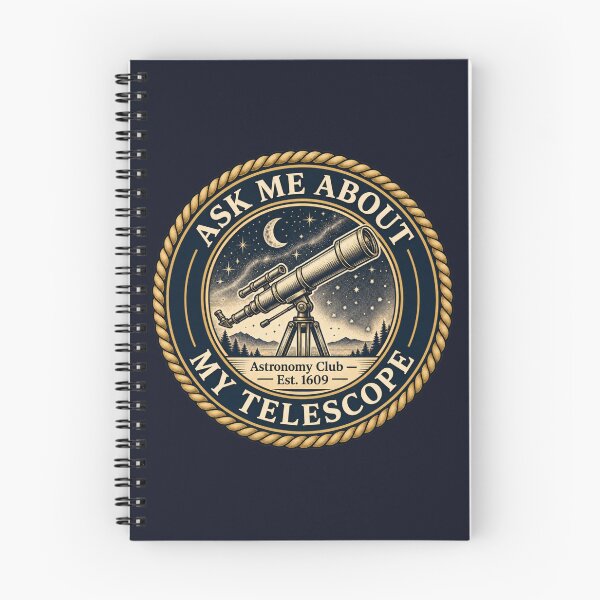 Item preview, Ask Me About My Telescope Astronomy Club Badge designed and sold by CalmCapy Co.
