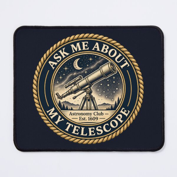 Item preview, Ask Me About My Telescope Astronomy Club Badge designed and sold by CalmCapy Co.