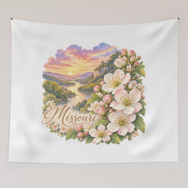 Item preview, Missouri Hawthorn Blossoms Ozark River designed and sold by Whimspired By Paxx.
