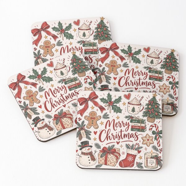 Item preview, Retro Christmas, Doodle Collage Christmas Tree, Hot Chocolate, Coquette Bow and Santa, Distressed Grunge Candy Cane and Gingerbread designed and sold by Quiajia.
