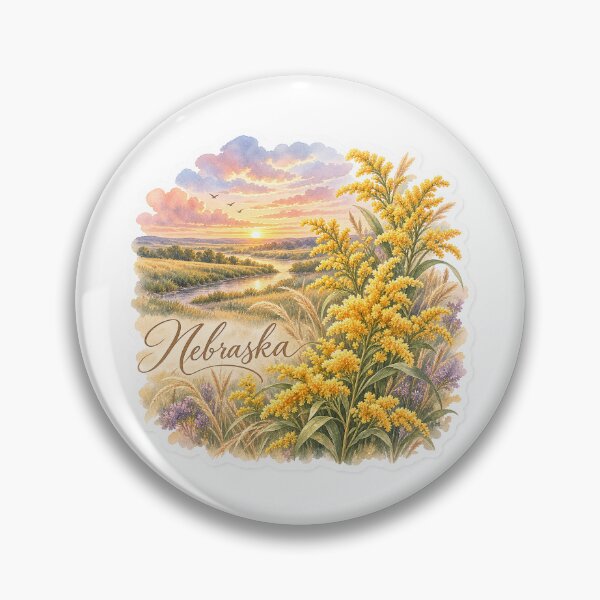 Item preview, Nebraska Goldenrod Prairie River Watercolor Sticker designed and sold by Whimspired By Paxx.